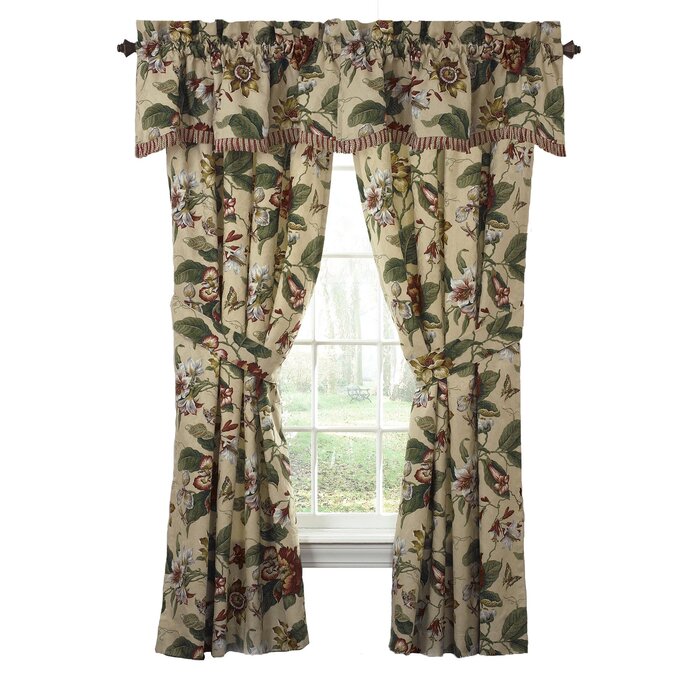 Waverly Laurel Springs Floral Room Darkening Rod Pocket Curtain Panels